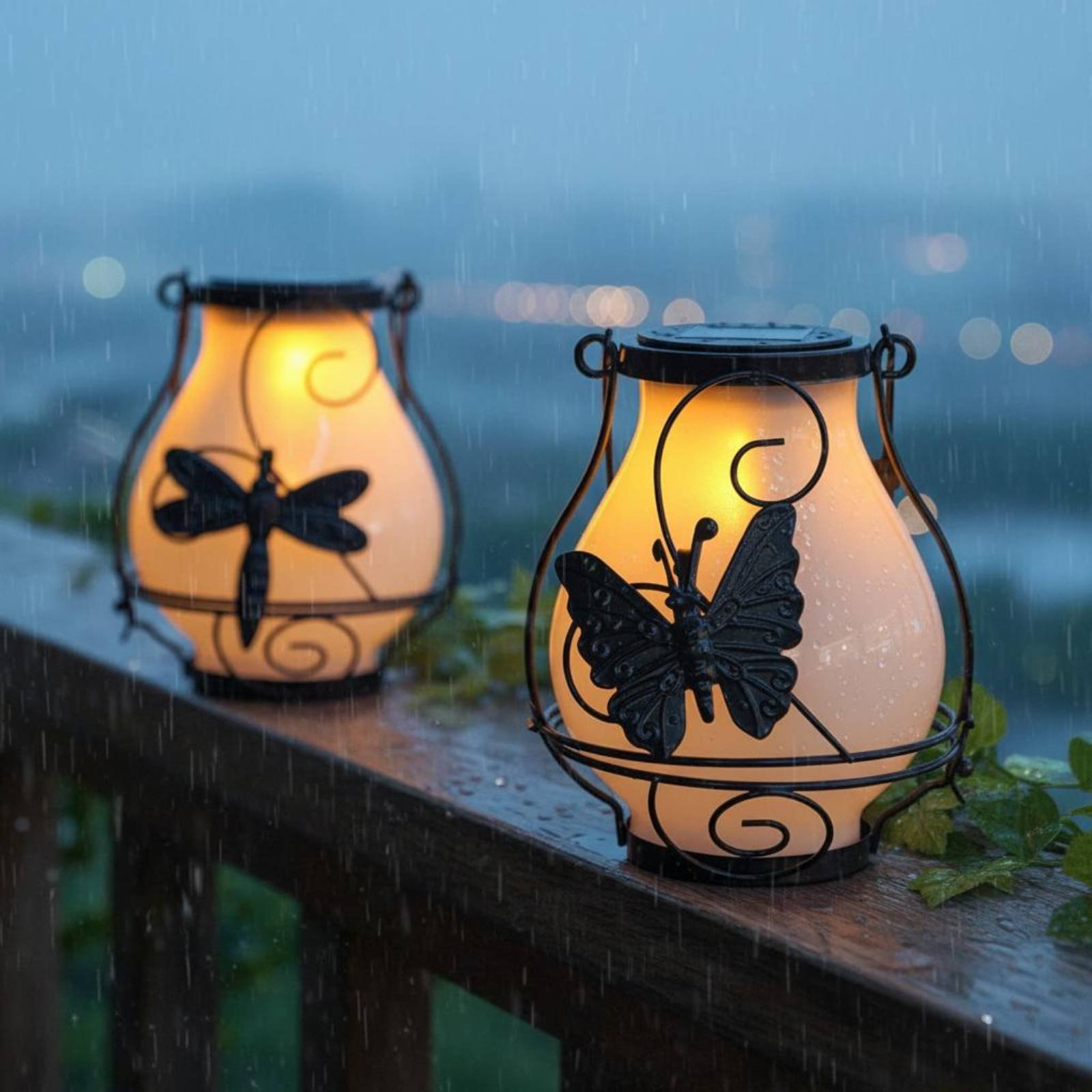 Outdoor Lighting Battery - Linterna Solar con Forma de Mariposa,