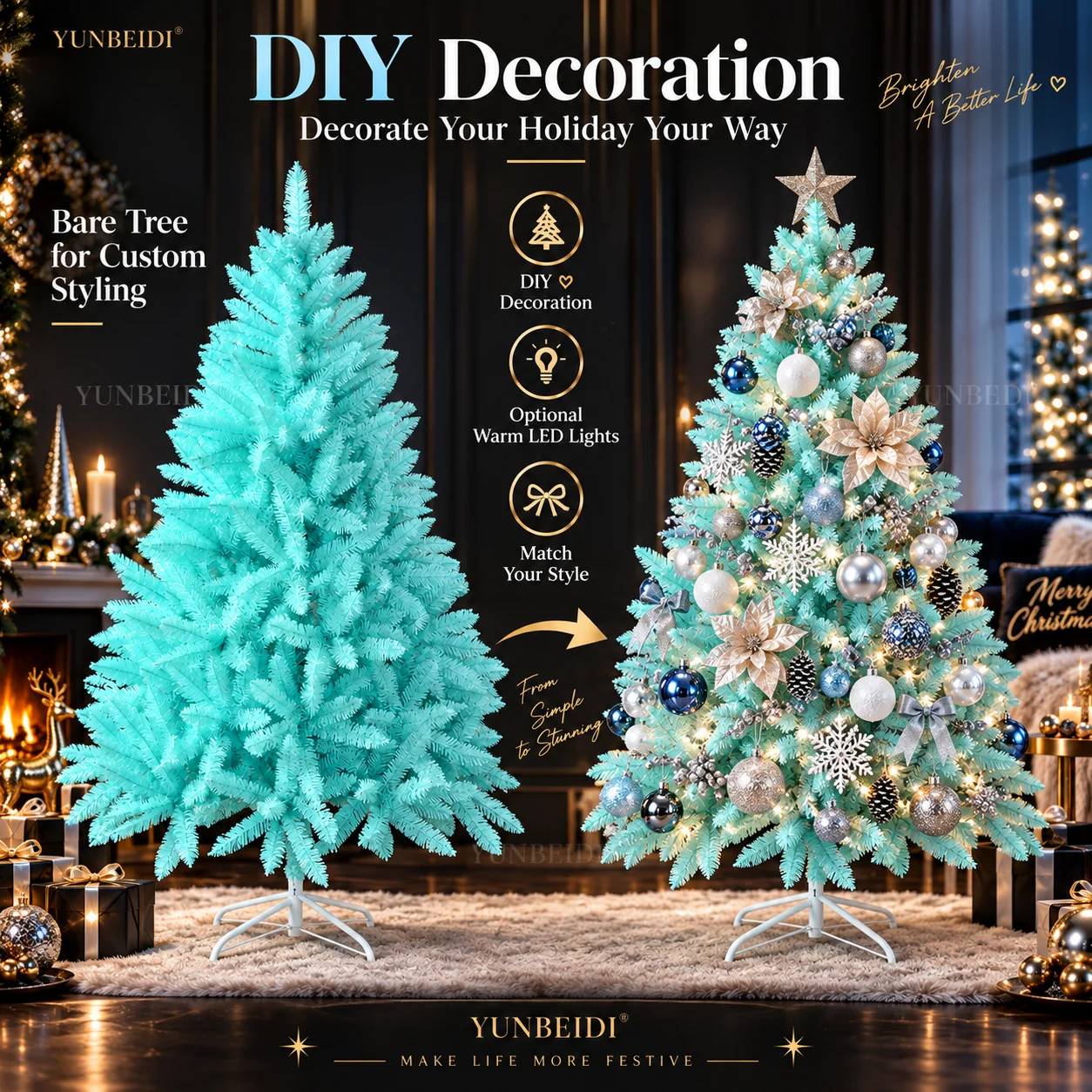Outdoor Lighting Options - Árbol de Navidad de PVC azul