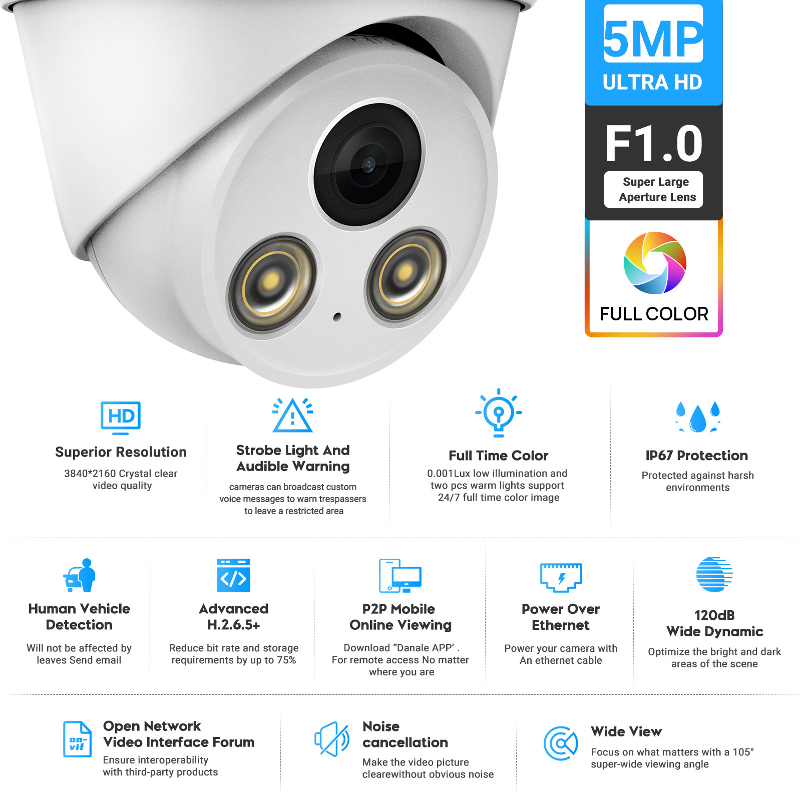 Cámara IP VIKYLIN de 5MP con v - Outdoor Lighting Options reseña y precio