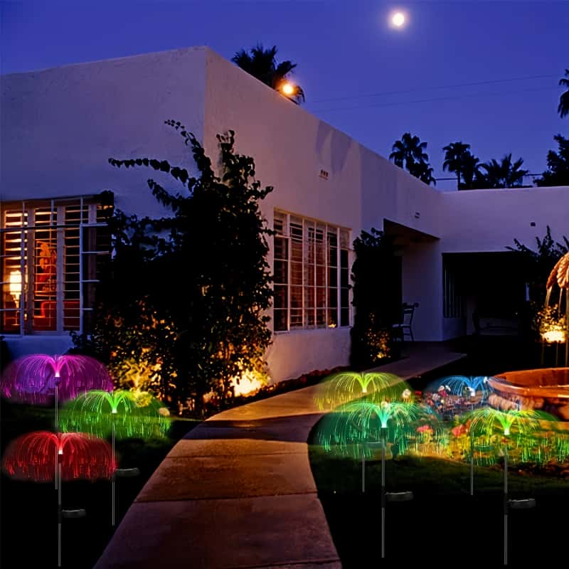 5 luces LED solares con forma  - Outdoor Lighting Pathway reseña y precio