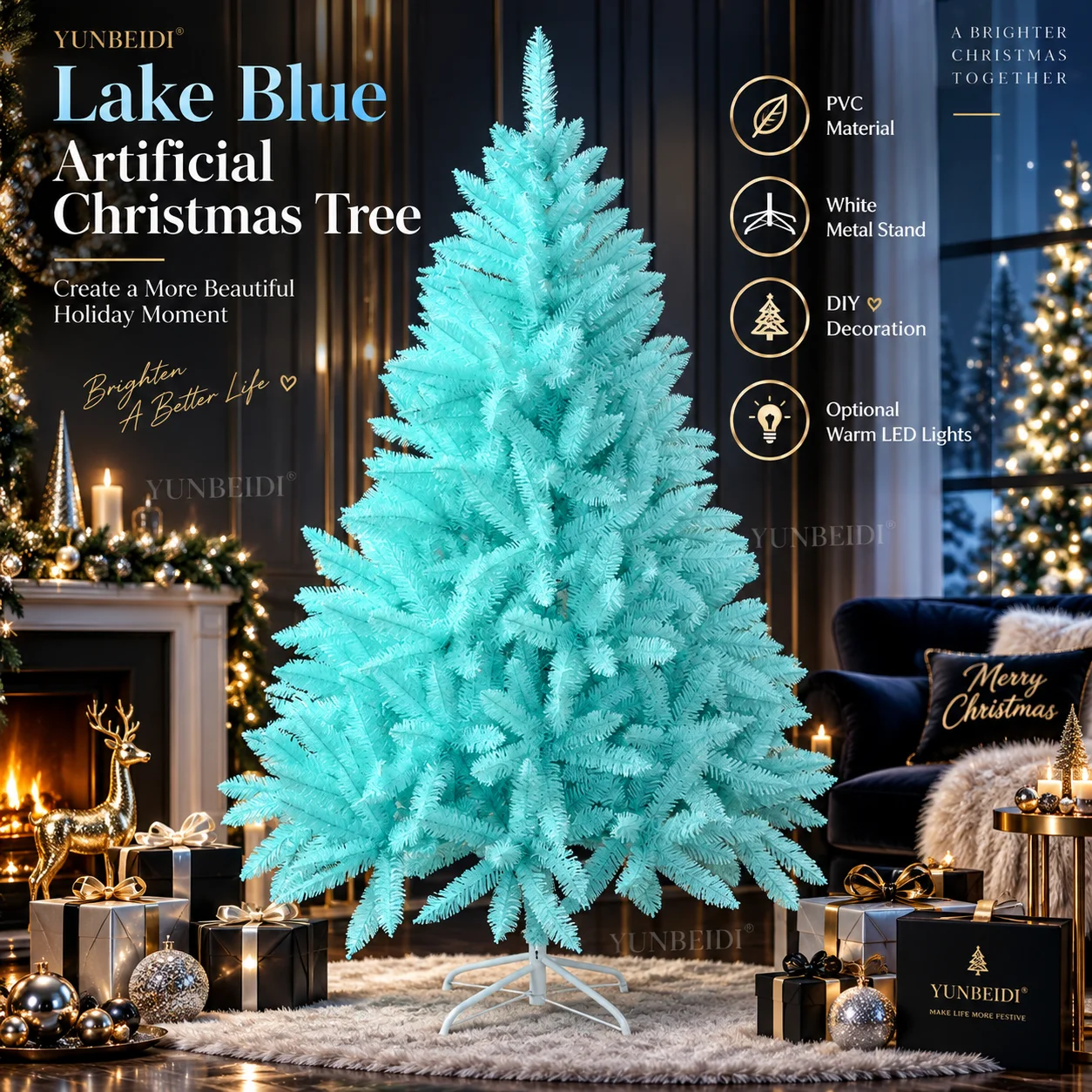 Árbol de Navidad de PVC azul l - Outdoor Lighting Options reseña y precio