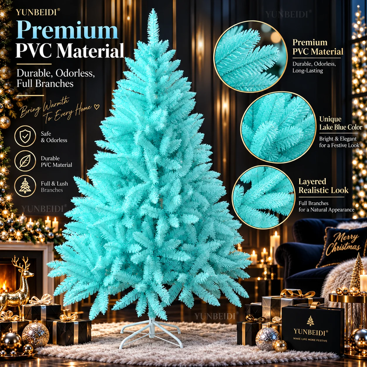 Árbol de Navidad de PVC azul l - Outdoor Lighting Options reseña y precio